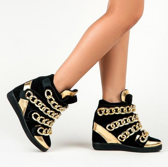 Jeffrey Campbell Shoes - JEFFREY CAMPBELL Almost Chain Suede Sneaker Wedge